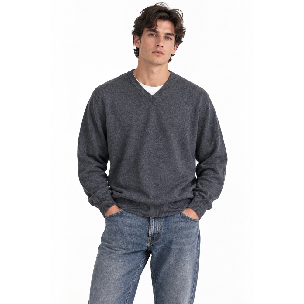 Peter Millar Merino Wool Silk V-Neck Sweater Mens XL Charcoal Gray Fine Knit